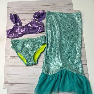 Disney Store Ariel 3 piece mermaid swim suit.